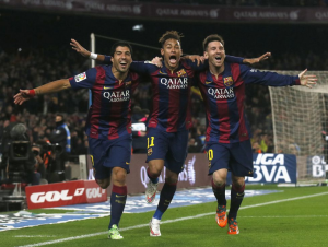 Neymar Barcelona with Suarez and Messi